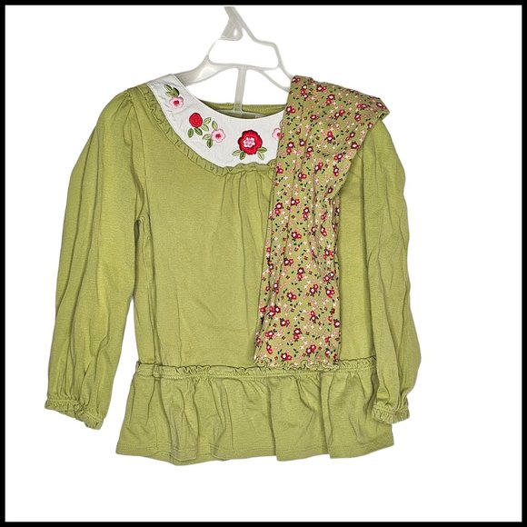 Gymboree Fall Green Outfit Set Tunic Top Leggings Green Floral 5T - Picture 1 of 8
